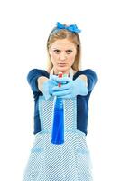 Cute housewife  cleaning photo