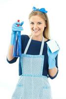 Cute housewife cleaning photo