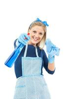 Cute housewife cleaning photo