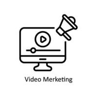 vídeo márketing vector contorno icono diseño ilustración. negocio y administración símbolo en blanco antecedentes eps 10 archivo