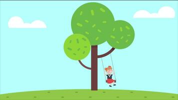 Little Girl Swing in Green Garden video