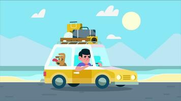 Man Travelling With His And Car Dog video