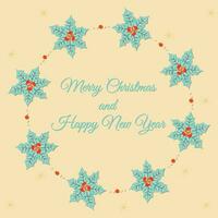 Merry Christmas and Happy New Year poster and greeting card in retro style. vector