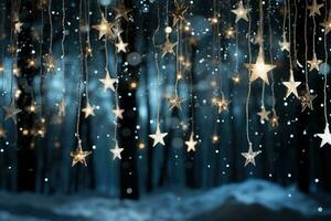 AI generated Illumination mesmerizing dance of soft lit snowflakes, christmas background photo