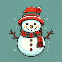 AI generated Funny Christmas Snowman. Clipart. AI generated. photo