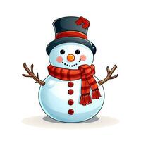 AI generated Funny Christmas Snowman. Clipart. AI generated. photo