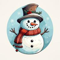 AI generated Funny Christmas Snowman. Clipart. AI generated. photo