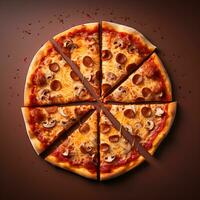 AI generated beautiful and delicious pizza with vegetables AI generated photo