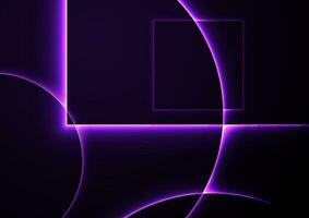 Violet neon laser squares and circles technology background vector