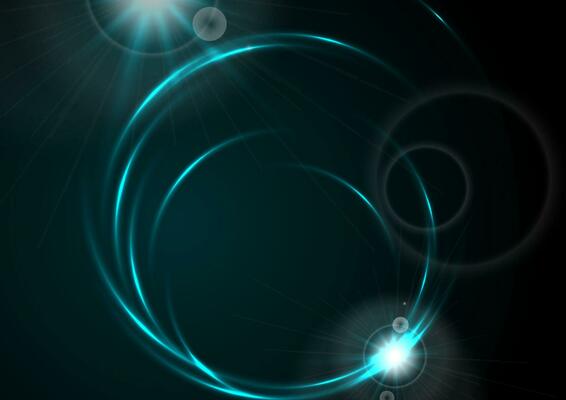 Cyan blue neon glowing shiny circles abstract background