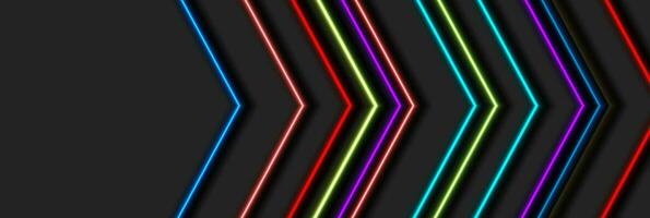 Technology abstract background with multicolored neon arrows vector