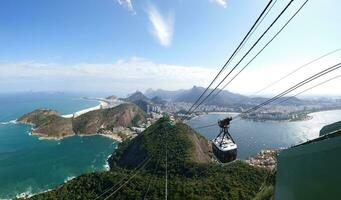 Panoramic aerial view from the top of Sugarloaf Mountain in the city of Rio de Janeiro photo