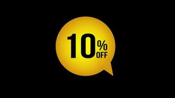 10 percent off animation isolated on black background. 10 percent off promotion animation.10 percent off discount. Off 10 percent. Sales concept. text animation video
