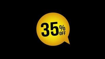 35 percent off animation isolated on black background. 35 percent off promotion animation. 35 percent off discount. Off 35 percent. Sales concept. text animation video