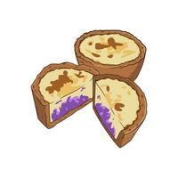 ube tarta de queso gráfico vector ilustración, aumentar tu culinario negocio con ube tarta de queso ilustración. ideal para pastel menús, comida blogs y libros de cocina. añadir un toque de encanto a tu proyectos