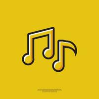 ilustración vector gráfico de icono Nota música con estilo minimalista
