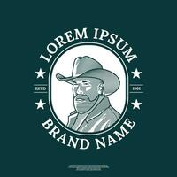 logo of a cowboy in a vintage style. perfect for drink logos, stickers etc. vector