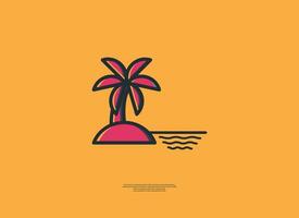 ilustración vector gráfico de icono playa con estilo minimalista