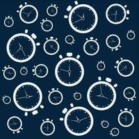 Time background. Endless pattern with watches, hourglasses and clocks. vector