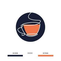 a logo in the shape of a teacup with a lineart style,  this logo is also suitable for coffee businesses,  maybe you just need to change the color to suit your business vector