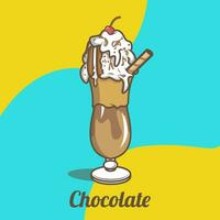 illustration vector graphic of chocolate ice cream with a wafer topping on top