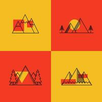 a collection of simple mountain illustration designs with unique styles vector