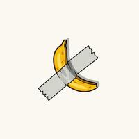 illustration of a banana with duct tape on the wall,concept vector illustration