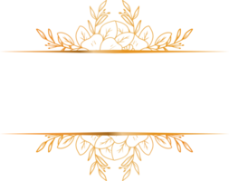 elegant guld blommig text ram med hand dragen löv och blommor för bröllop eller engagemang inbjudan png