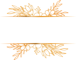 elegant Gold Blumen- Text Rahmen mit Hand gezeichnet Blätter und Blumen zum Hochzeit oder Engagement Einladung png