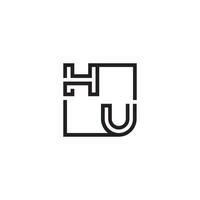 HU futuristic in line concept with high quality logo design vector