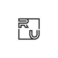 RU futuristic in line concept with high quality logo design vector