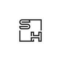 SH futuristic in line concept with high quality logo design vector