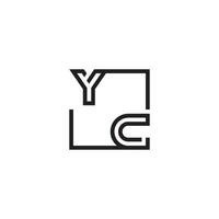 YC futuristic in line concept with high quality logo design vector