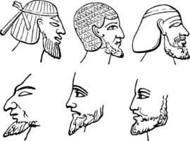 Egyptian Beards have Eight styles of beards, vintage engraving. vector