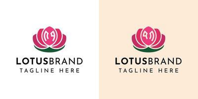 Letter NQ and QN Lotus Logo Set, suitable for business related to lotus flowers with NQ or QN initials. vector