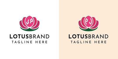 Letter JP and PJ Lotus Logo Set, suitable for business related to lotus flowers with JP or PJ initials. vector