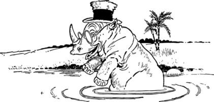 Rhinoceros vintage illustration vector