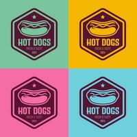 Hot dog badge design fresh and tasty logo vector