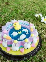 Jelly cake decorate with cartoon animal celebrate for mother's day photo