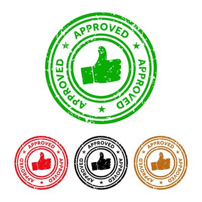 Green approved stamp and color design