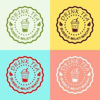 Boba logo design bubble tea macha template vector