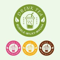 vector drink bubble tea cup logo design