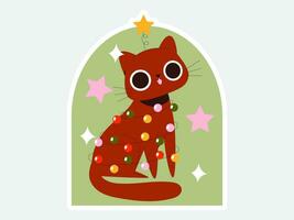 Christmas Cat Illustration Collection vector