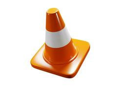 3d traffic cones with white and orange stripes. Sign used during construction or accidents. 3d rendering on white background photo