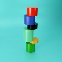 Abstract minimal 3D cylinder object design. can be used for workflow layout, chart, number options, presentation, web design. stock, 3D Rendering illustration photo