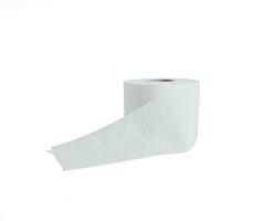 white Roll of toilet paper for household, clean Tissue, on white background, Space for text photo