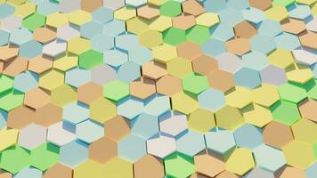 colorful Honeycomb patterned panels in hexagonal shape, background, abstract patterns, 3D render illustration photo