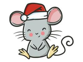 a cartoon animal wearing a santa hat vector