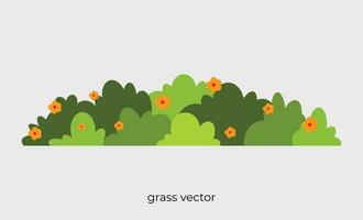 rounded grass illustration with flowers in flat style vector