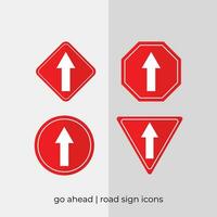 different go ahead road sign vector collection in red icons